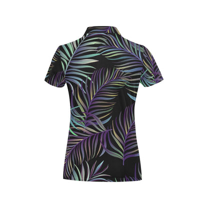 Tropical Palm Leaves Pattern Brightness Women's Polo Shirt
