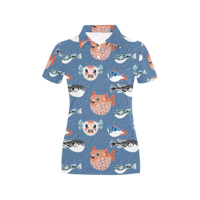 Fugu Pattern Print Design 02 Women's Polo Shirt