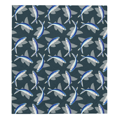 Flying Fish Pattern Print Design 04 Premium Quilt
