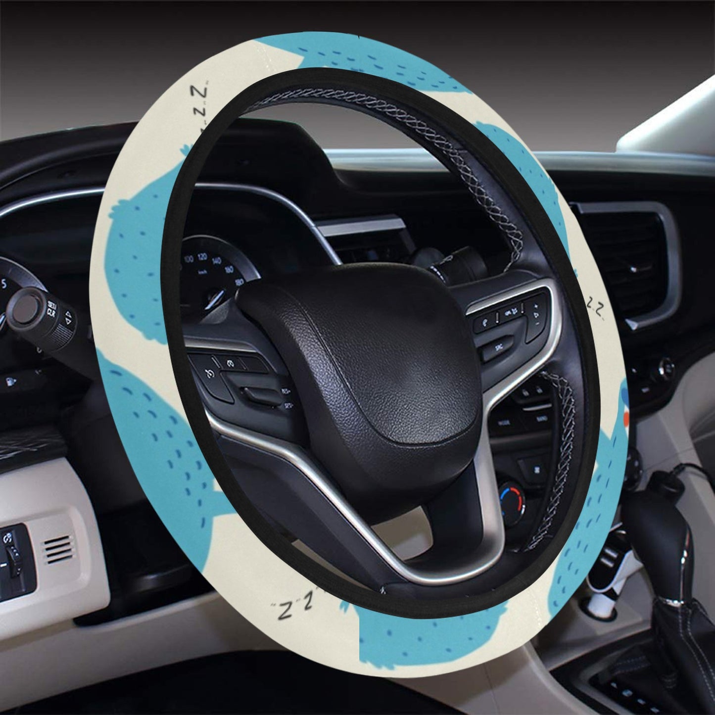 Sloth Print Design LKS3011 Steering Wheel Cover with Elastic Edge
