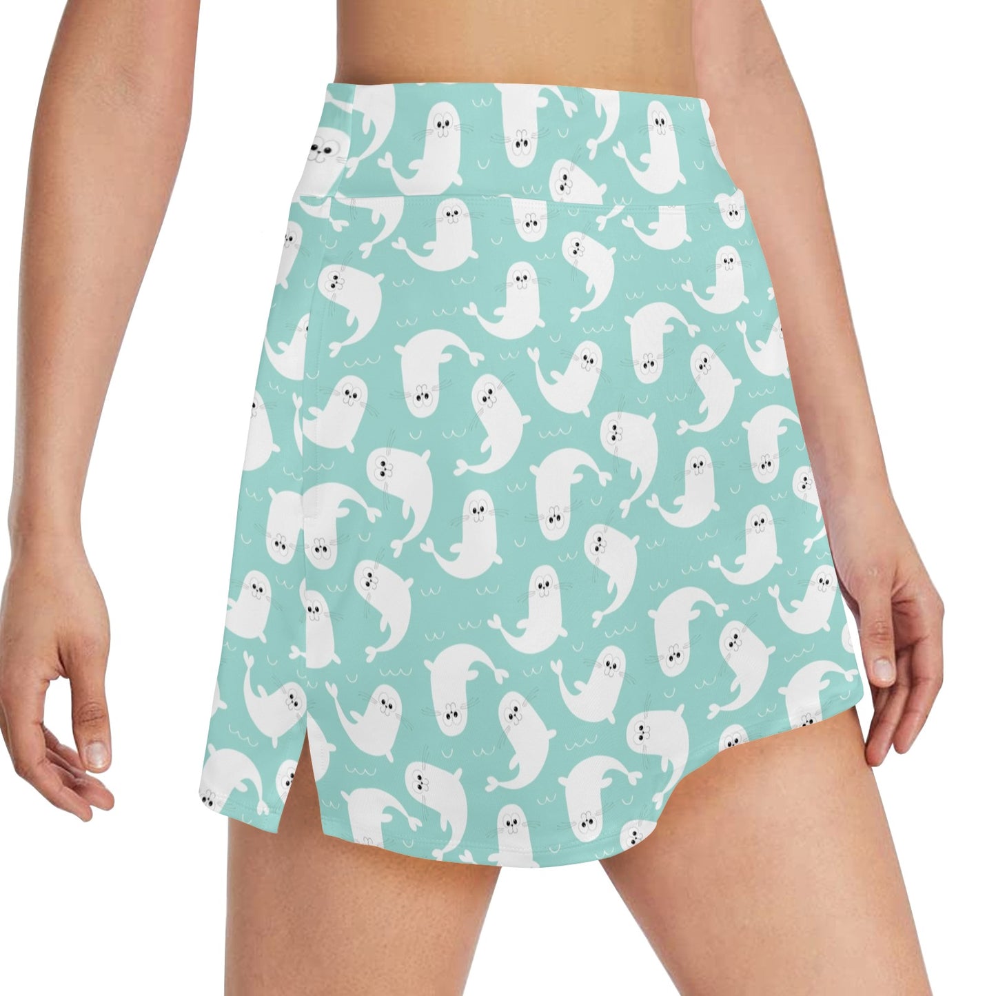 Sea Lion Print Design LKS401 17" Golf & Pickleball Skort with Pockets
