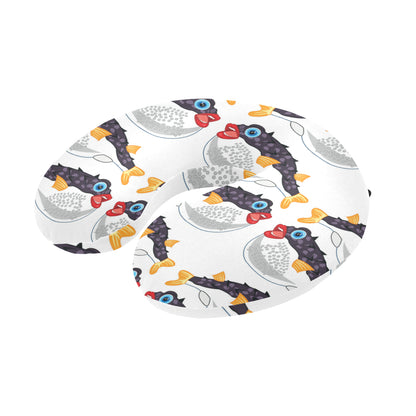 Fugu Pattern Print Design 03 U-Shaped Travel Neck Pillow