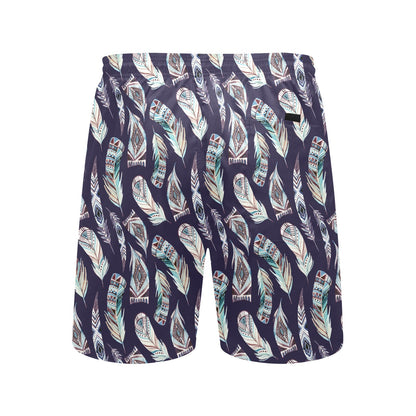 Feather Vintage Boho Design Print Men's Swim Trunks Beach Shorts