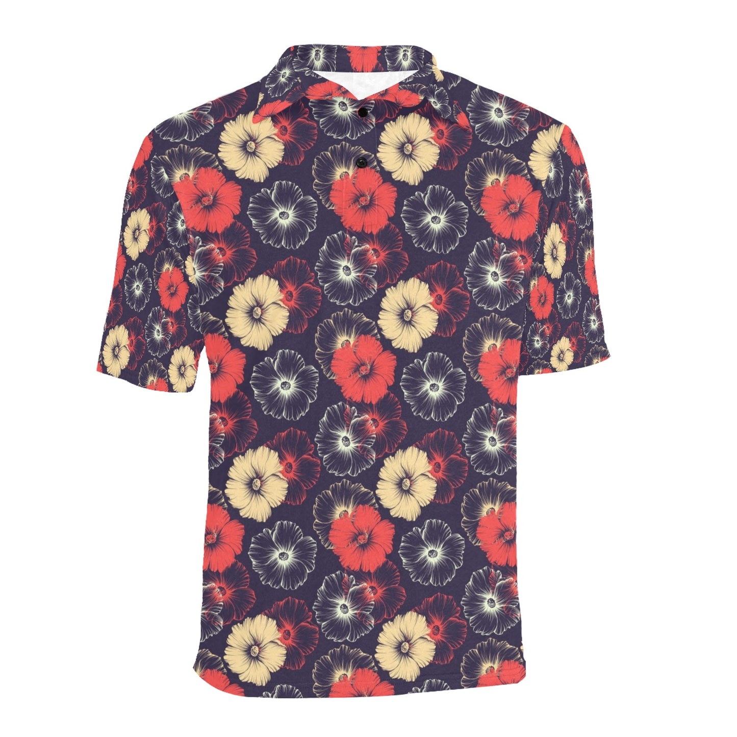 Tropical Flower Print Design LKS302 Men Polo Shirt