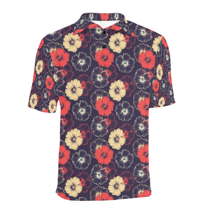 Tropical Flower Print Design LKS302 Men Polo Shirt