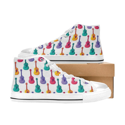 Acoustic Guitar Print Design LKS406 Men's High Top Canvas Shoes