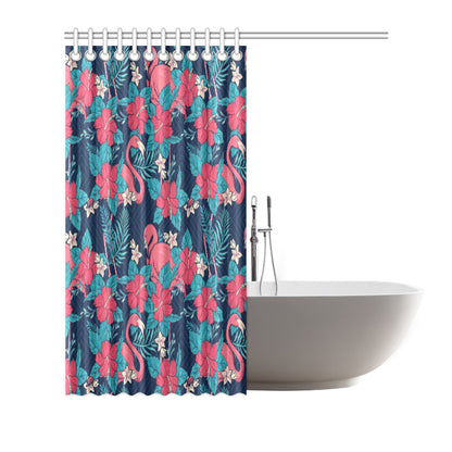 Flamingo Red Hibiscus  Pattern Shower Curtain