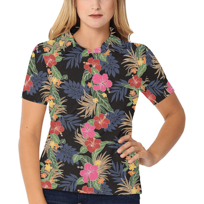 Hawaiian Themed Pattern Print Design H011 Women's Polo Shirt