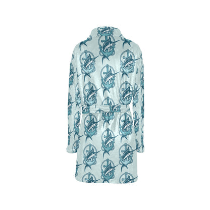 Swordfish Pattern Print Design 03 Women's Fleece Robe