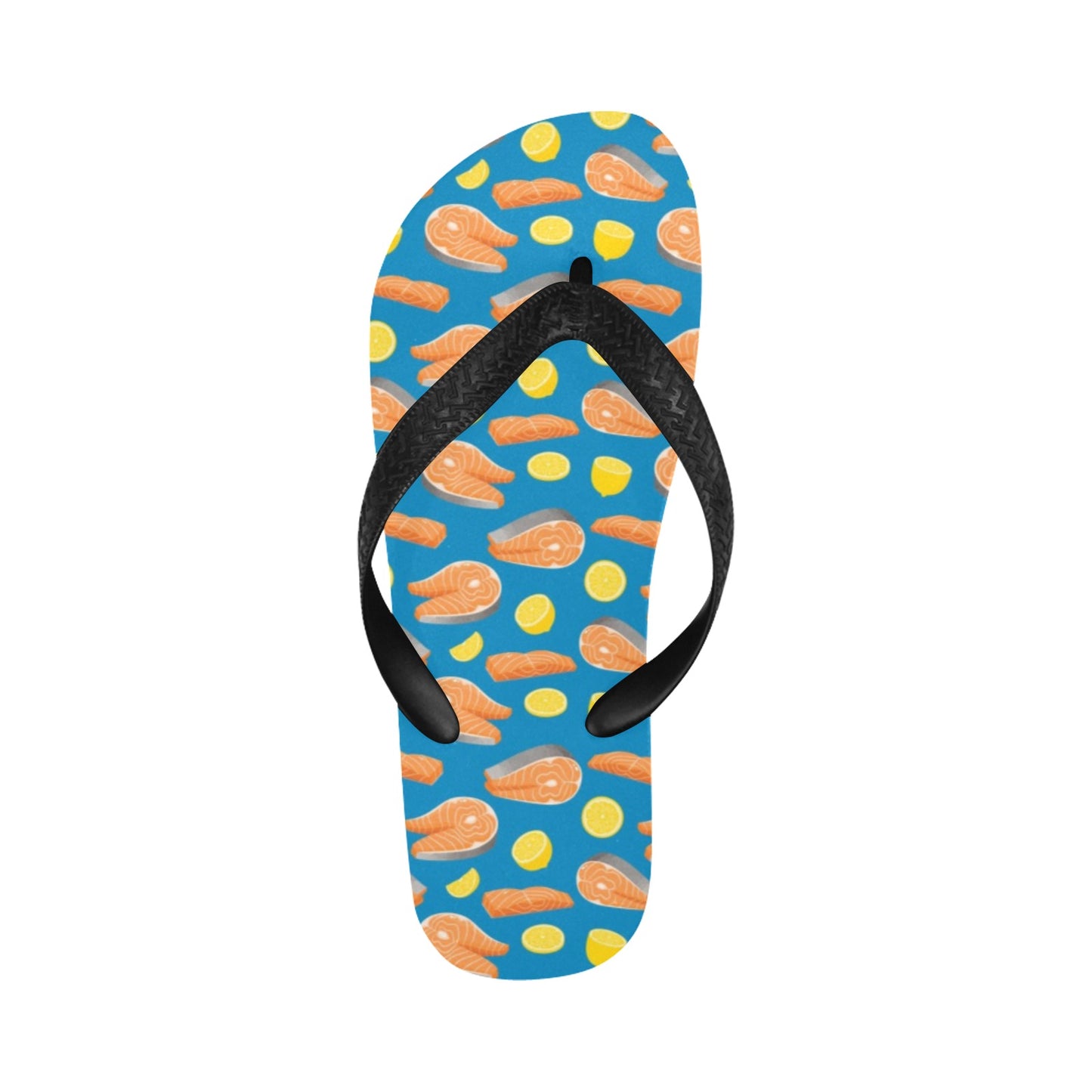 Salmon Steak With Lemon Print Design LKS308 Flip Flops