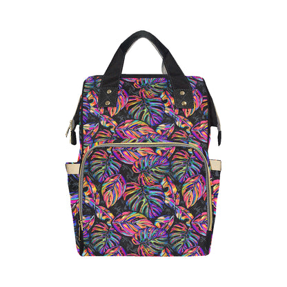Neon Color Tropical Palm Leaves Diaper Bag Backpack