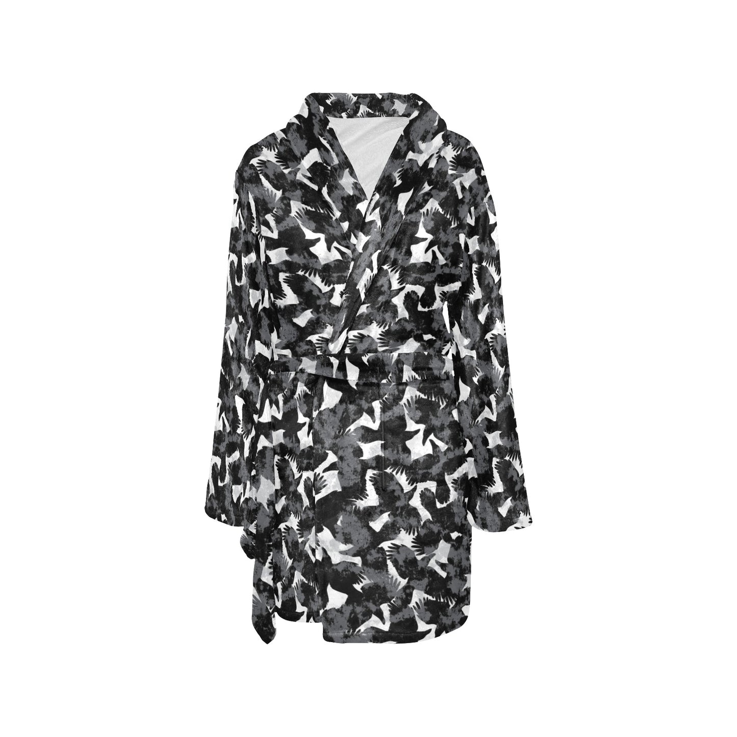 Crow Pattern Print Design 01 Women's Fleece Robe