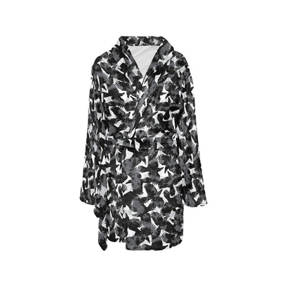 Crow Pattern Print Design 01 Women's Fleece Robe