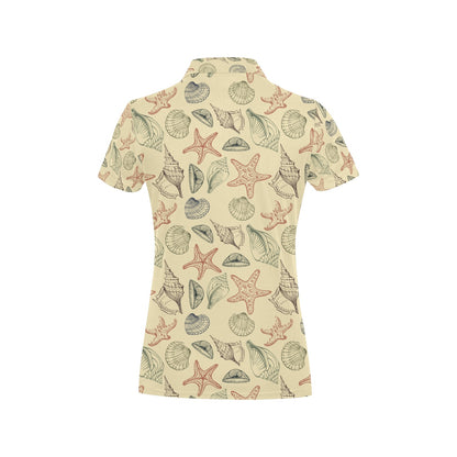 Seashell Print Design LKS305 Women's Polo Shirt