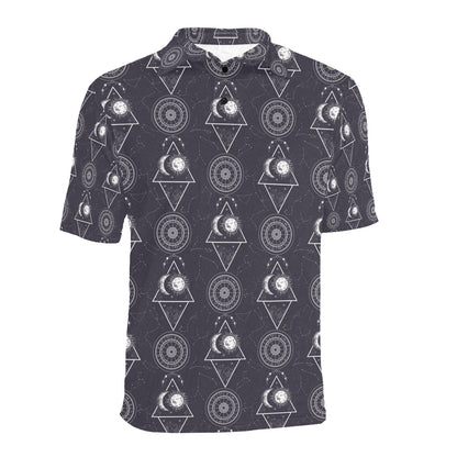 Sun Moon Print Design LKS309 Men Polo Shirt