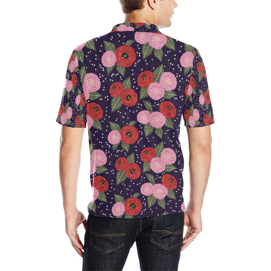 Camellia Pattern Print Design CM02 Men Polo Shirt