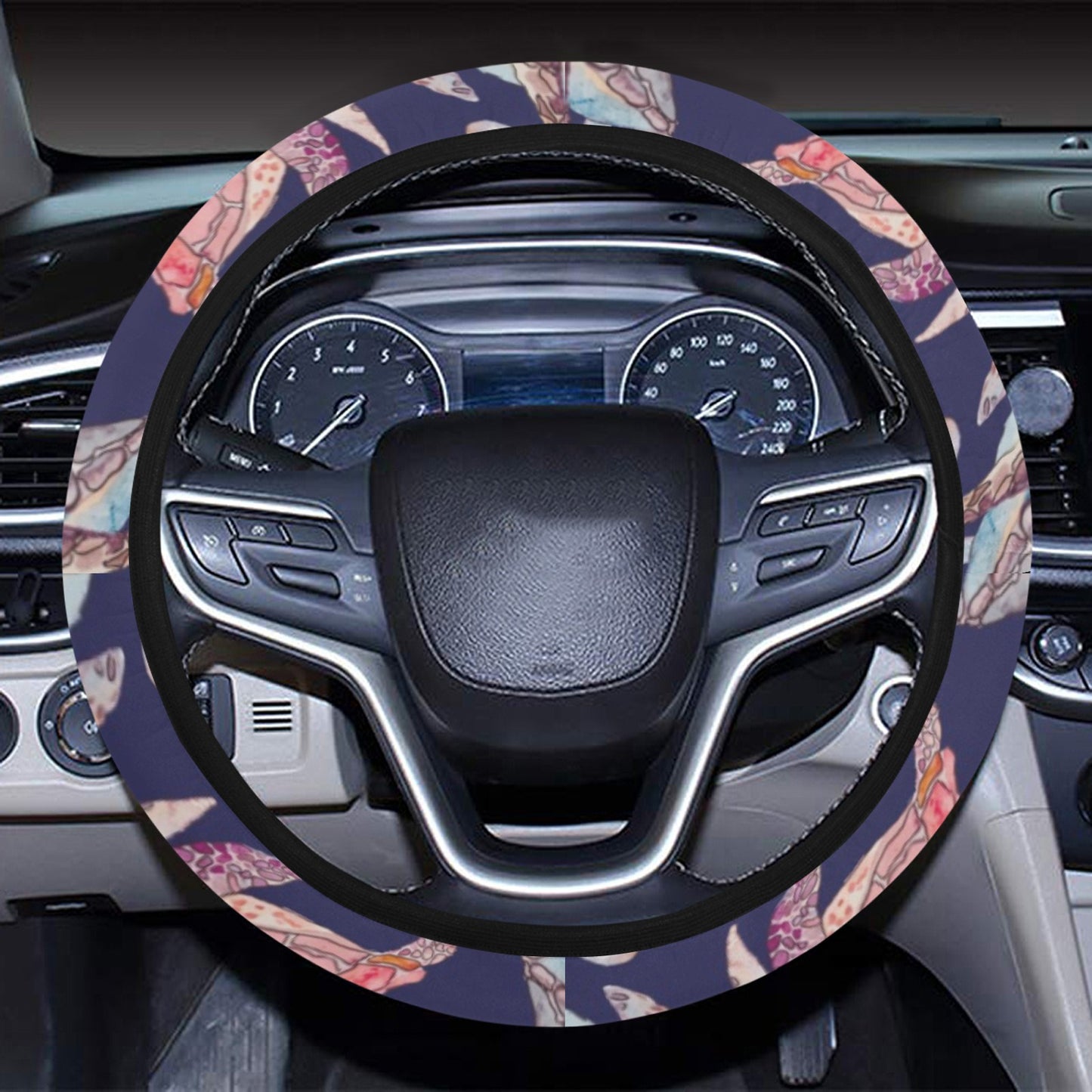 Sea Turtle With Jelly Fish Print Design LKS301 Steering Wheel Cover with Elastic Edge