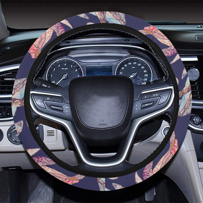 Sea Turtle With Jelly Fish Print Design LKS301 Steering Wheel Cover with Elastic Edge