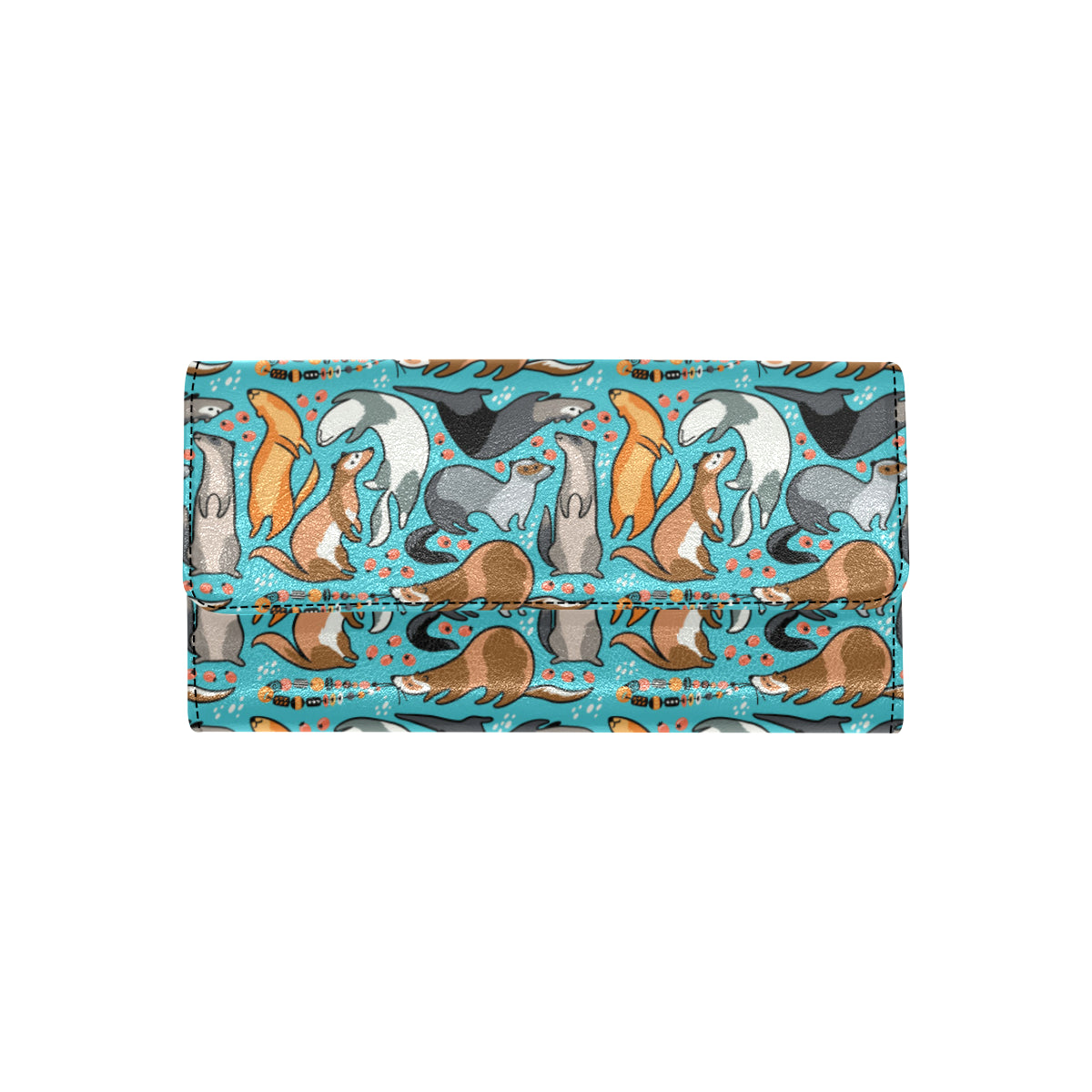 Ferret Pattern Print Design 03 Women's Trifold Wallet