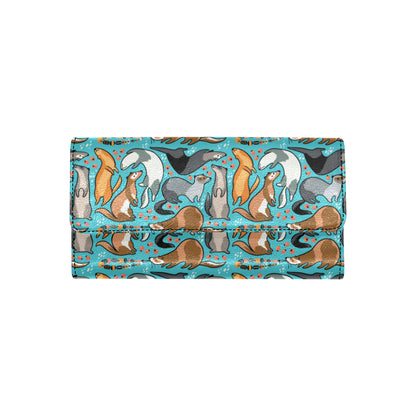 Ferret Pattern Print Design 03 Women's Trifold Wallet