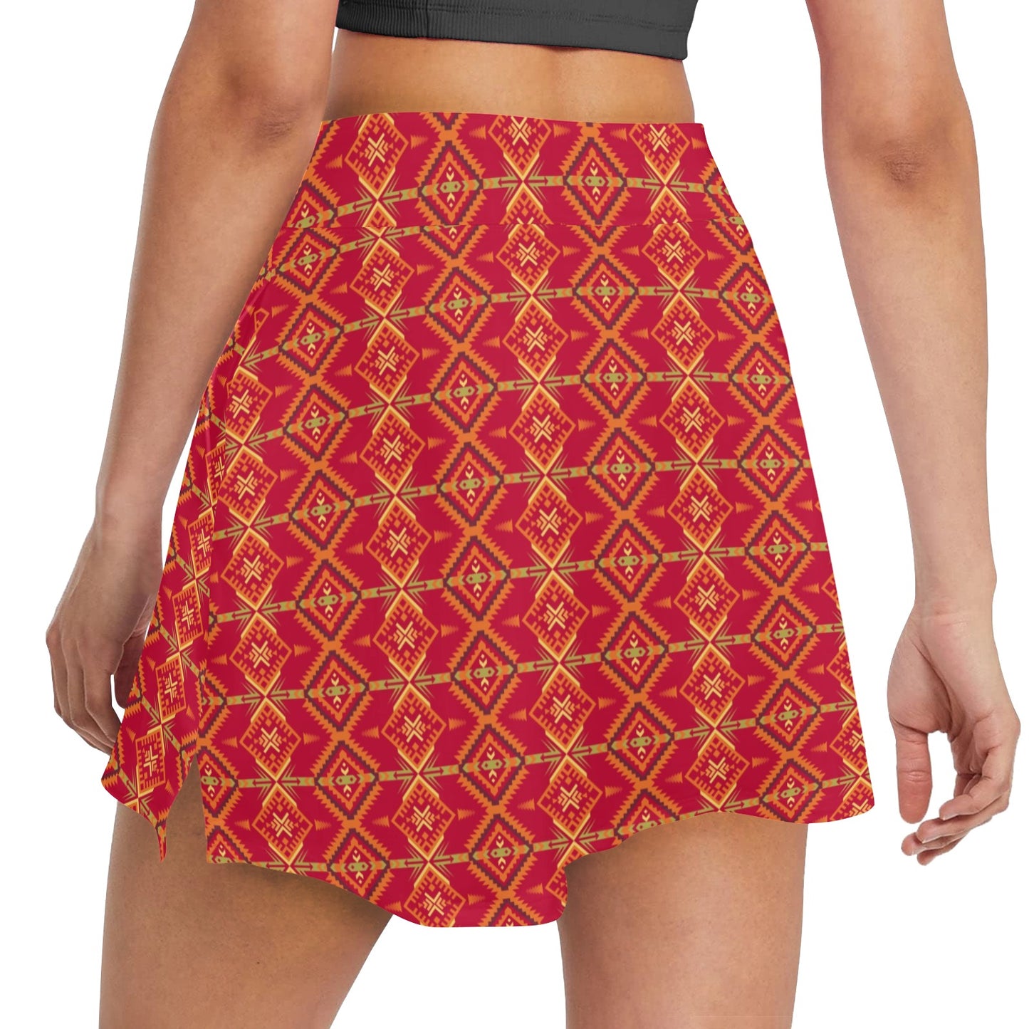 Southwest Aztec Design Themed Print 17" Golf & Pickleball Skort with Pockets
