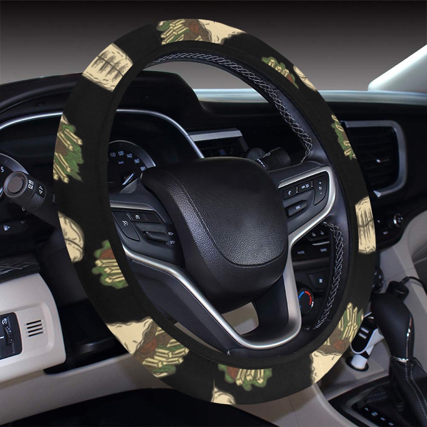 Burrito Print Design LKS303 Steering Wheel Cover with Elastic Edge