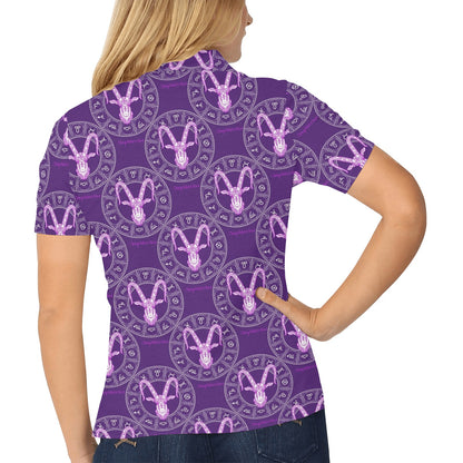Capricorn Zodiac Pattern Print Design 04 Women's Polo Shirt