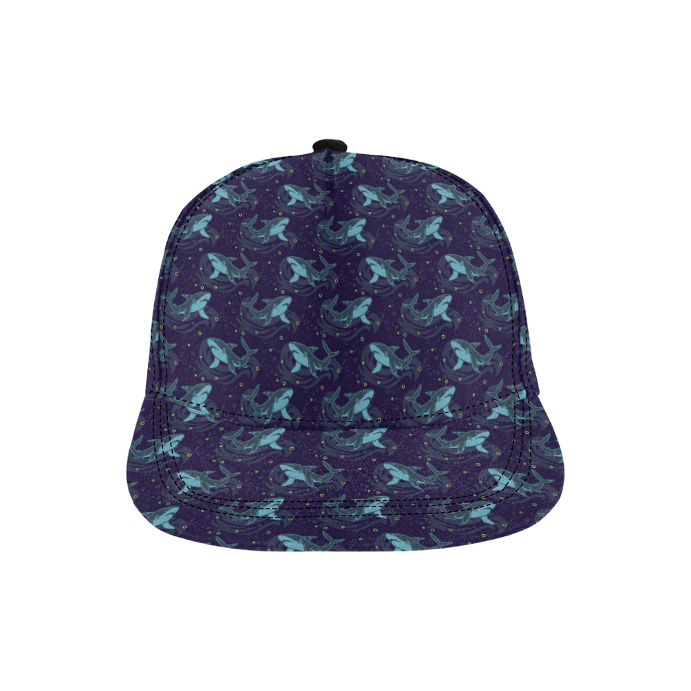 Shark Themed Print Snapback Cap