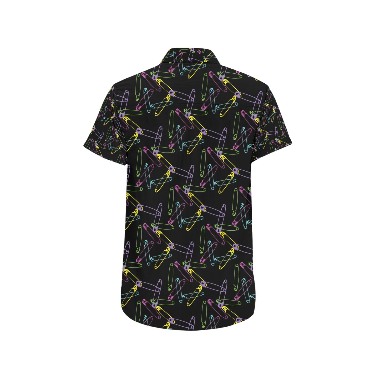 Safety Pin Print Design LKS304 Men Short Sleeve Button Up Shirt
