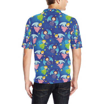 Angel Little Pattern Print Design 02 Men Polo Shirt