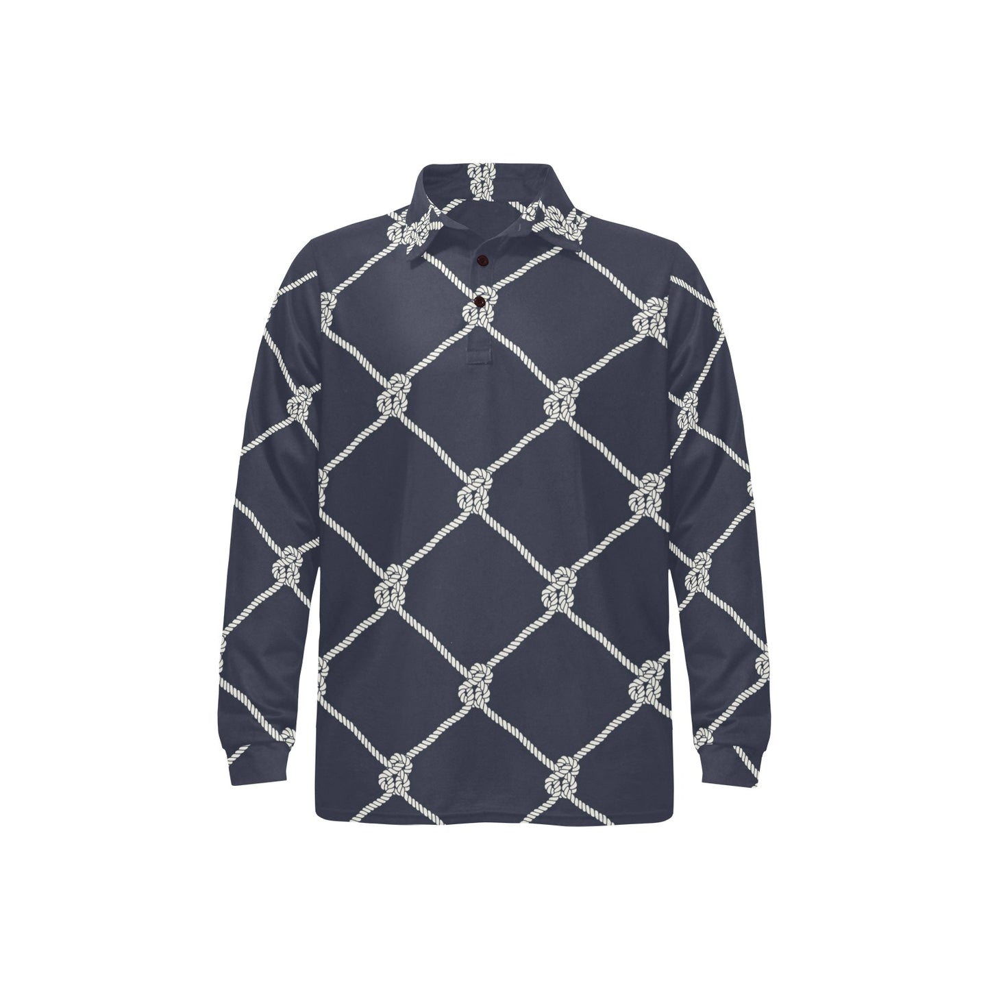 Rope Pattern Print Design A02 Long Sleeve Polo Shirt For Men's