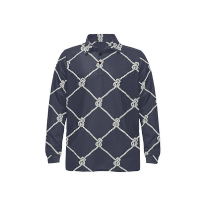 Rope Pattern Print Design A02 Long Sleeve Polo Shirt For Men's