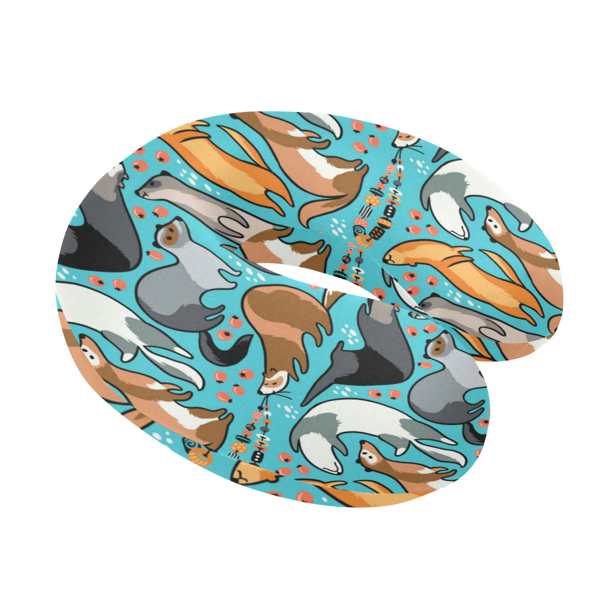 Ferret Pattern Print Design 03 U-Shaped Travel Neck Pillow