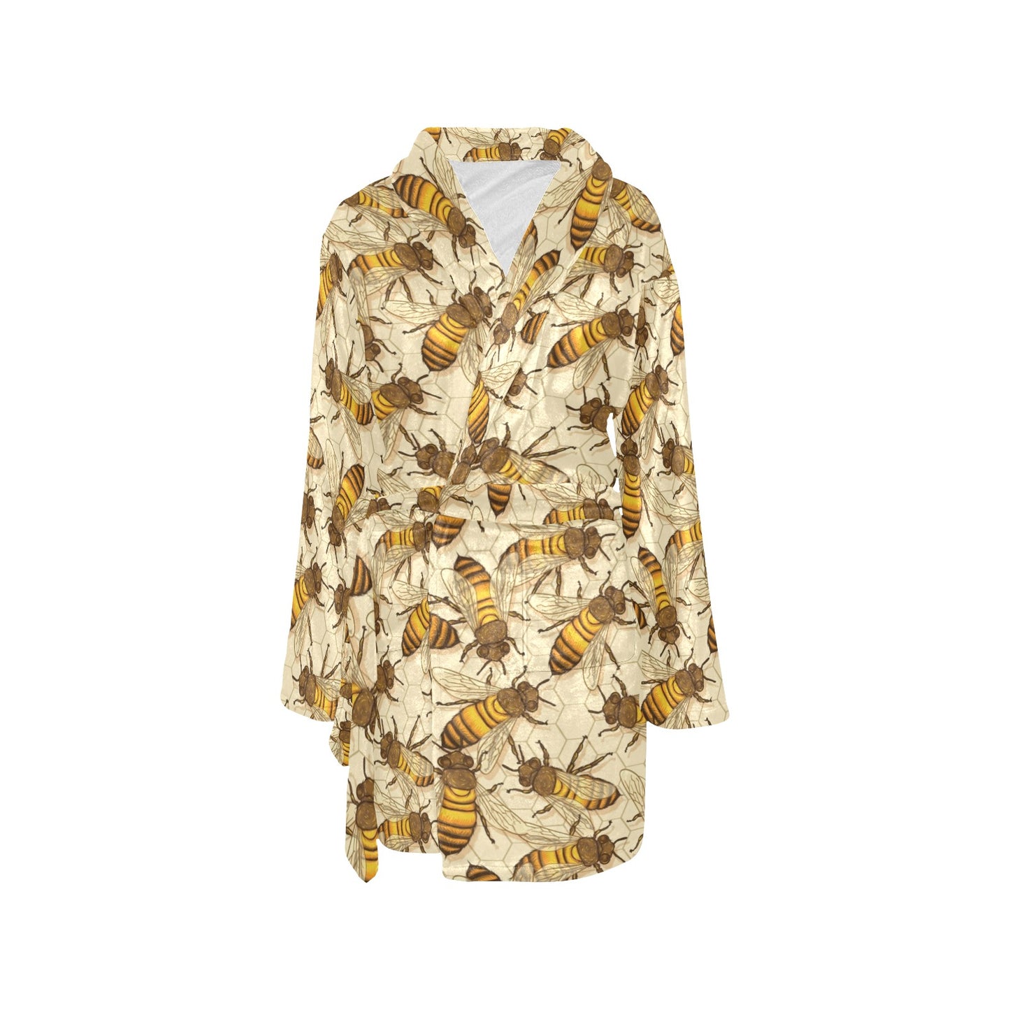 Bee Pattern Print Design BEE05 Women's Fleece Robe