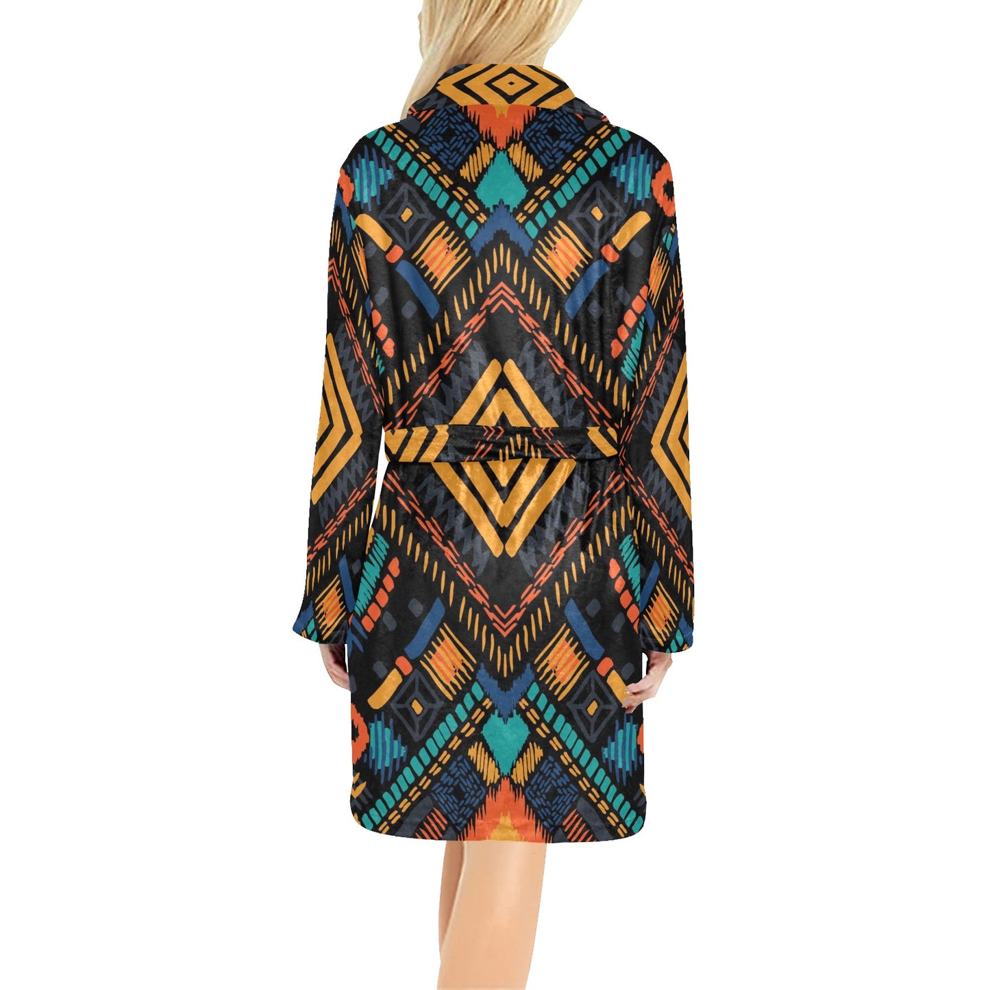 Kente Pattern Print Design 05 Women's Fleece Robe