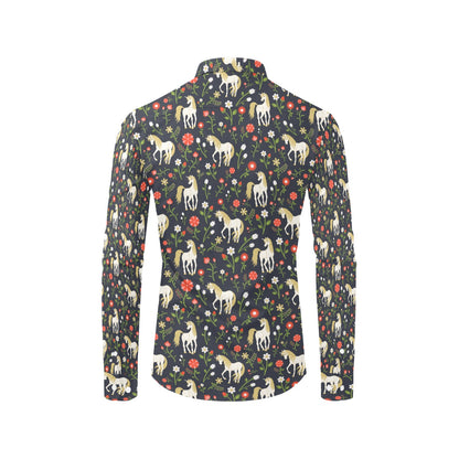 Unicorn Print Design LKS301 Men's Long Sleeve Dress Shirt