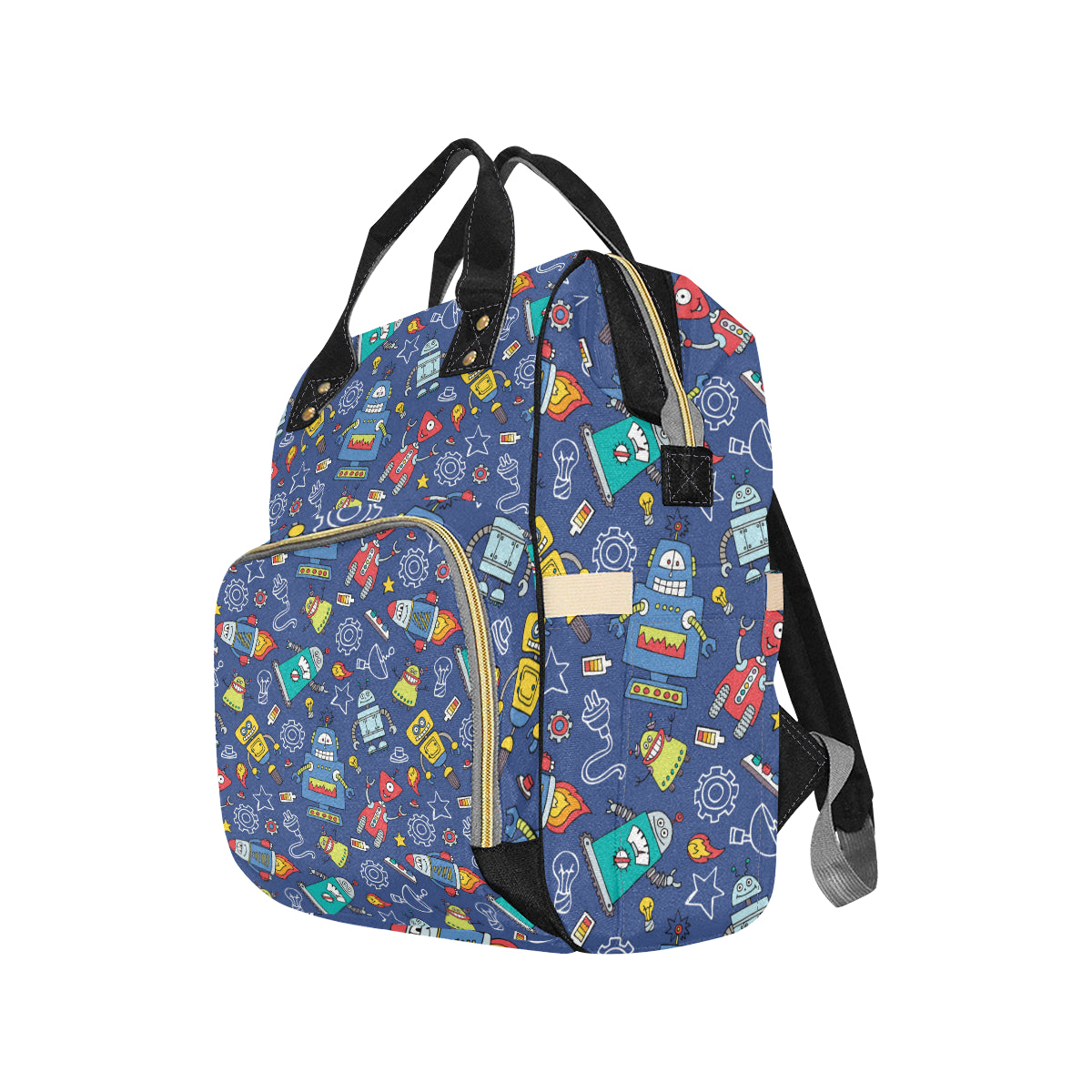 Robot Pattern Print Design A03 Diaper Bag Backpack