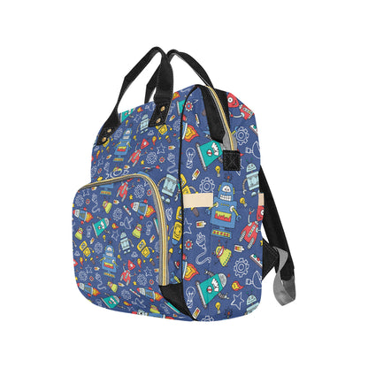Robot Pattern Print Design A03 Diaper Bag Backpack