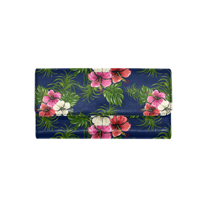 Hibiscus Pattern Print Design HB028 Women's Trifold Wallet