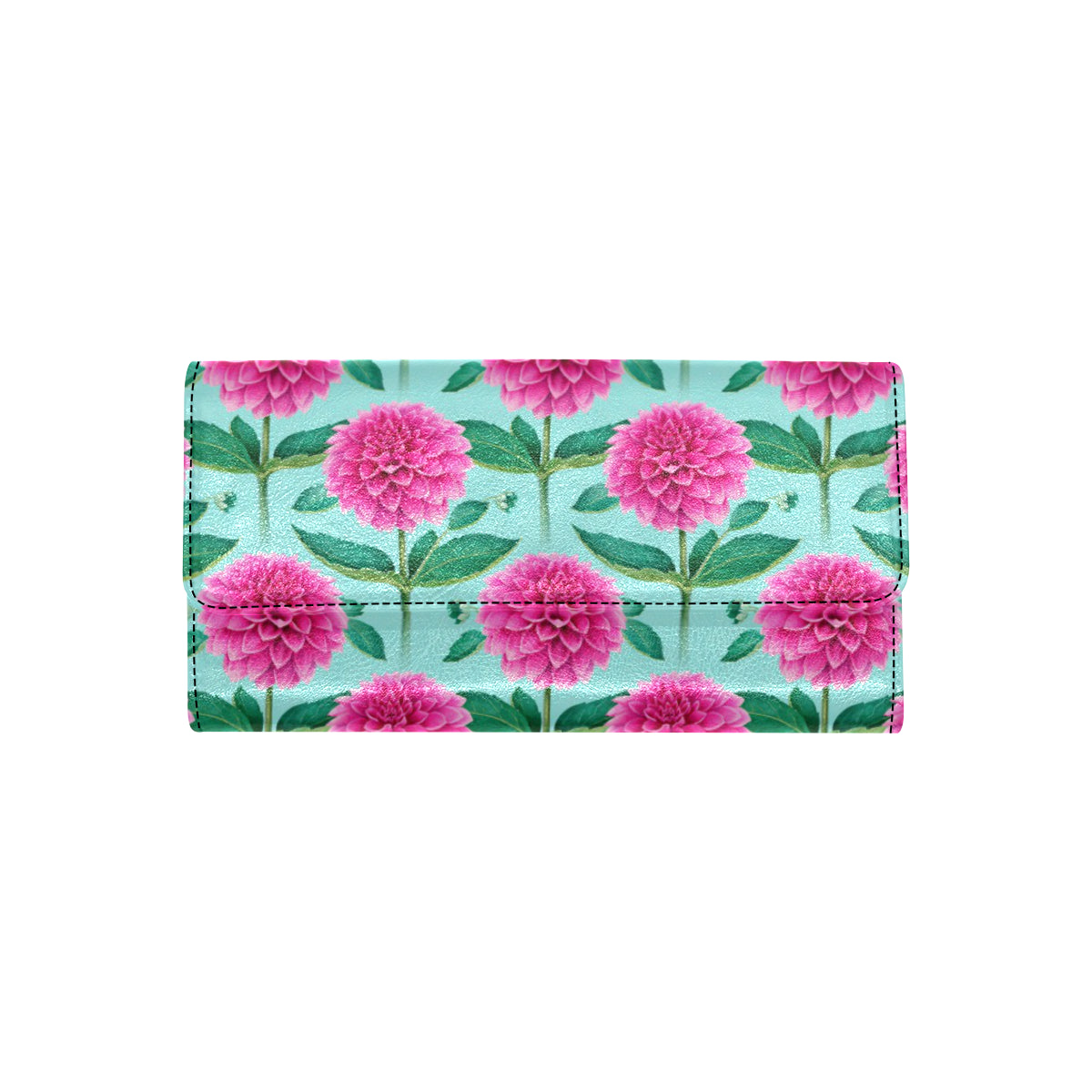 Dahlia Pattern Print Design DH08 Women's Trifold Wallet