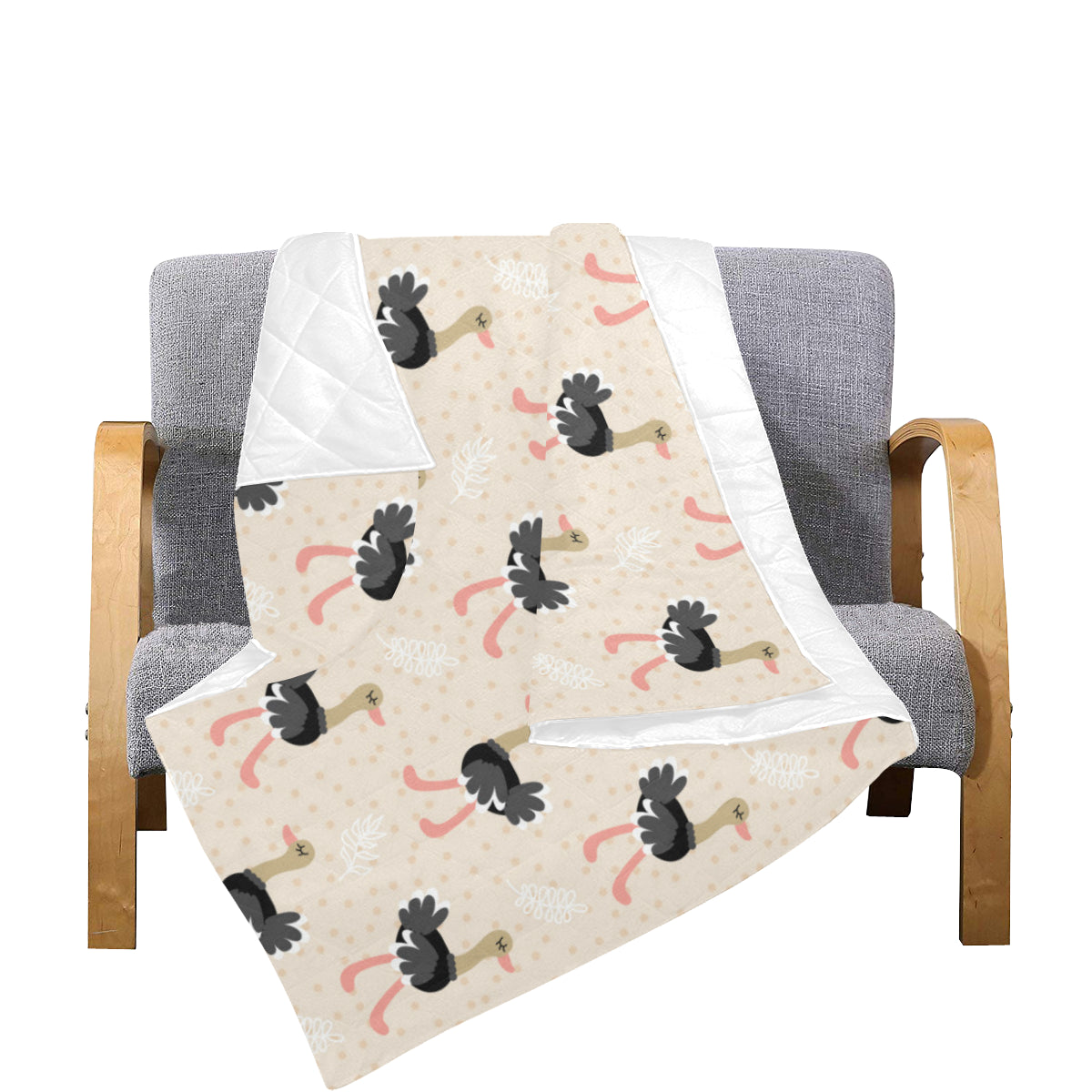 Ostrich Pattern Print Design 02 Premium Quilt
