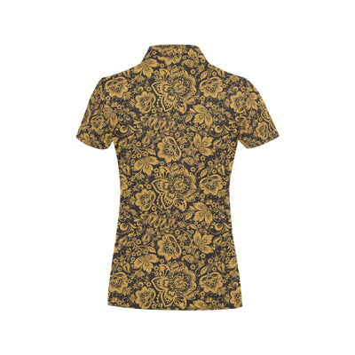 Brocade Gold Pattern Print Design 01 Women's Polo Shirt