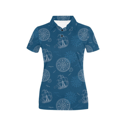 Nautical Pattern Print Design A04 Women's Polo Shirt