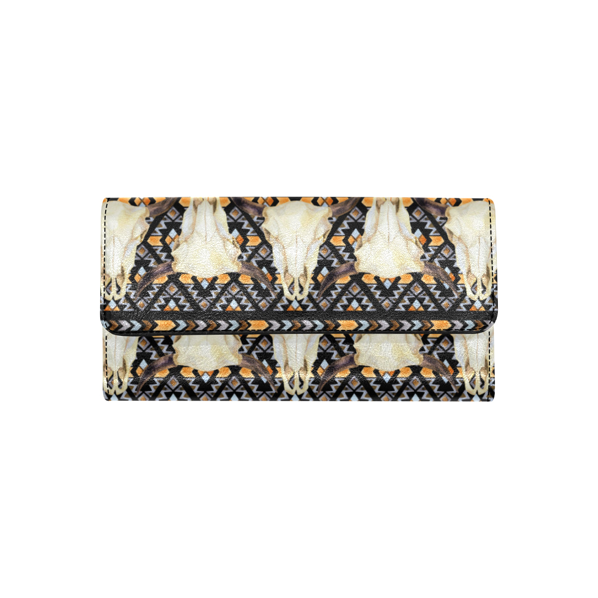 Buffalo Head Pattern Print Design 03 Women's Trifold Wallet