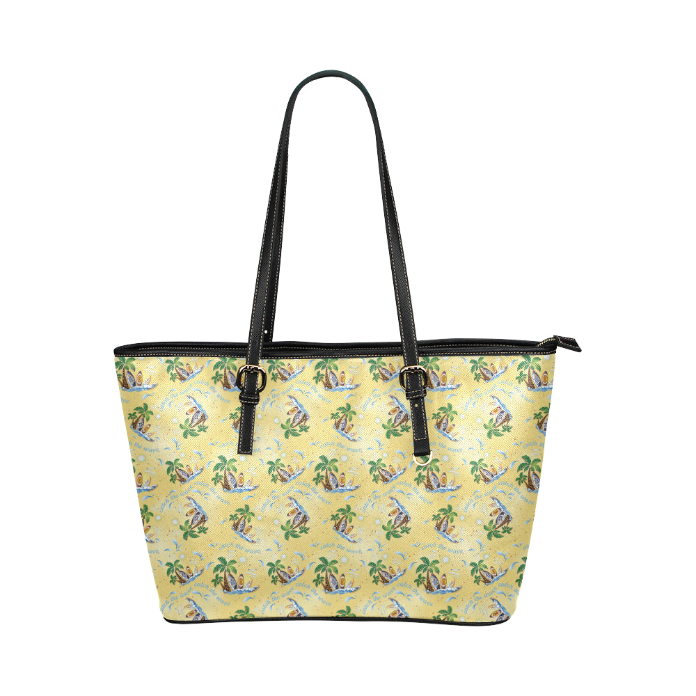 Surf Catch the Wave Design Leather Tote Bag