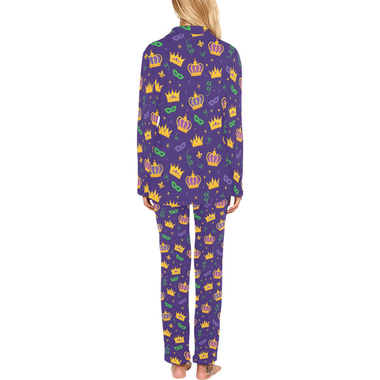 Mardi Gras Pattern Print Design 03 Women's Long Pajama Set