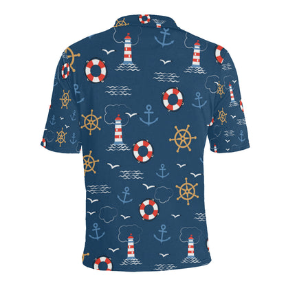 Nautical Pattern Print Design A06 Men Polo Shirt