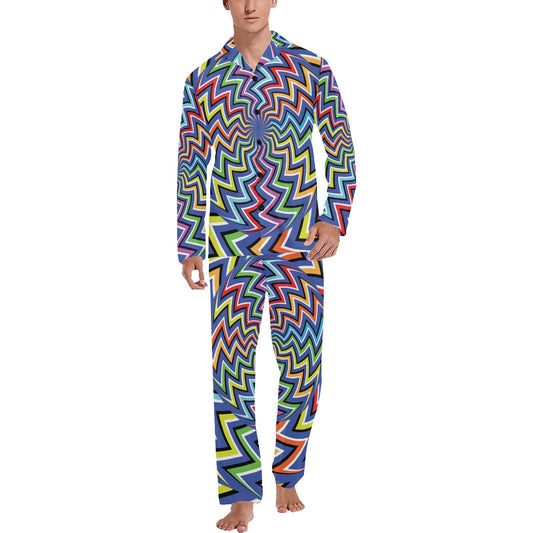 Optical illusion Pattern Print Design A02 Men's Long Pajama Set