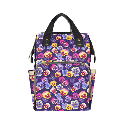 Pansy Pattern Print Design PS04 Diaper Bag Backpack