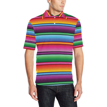 Mexican Blanket Colorful Print Pattern Men Polo Shirt